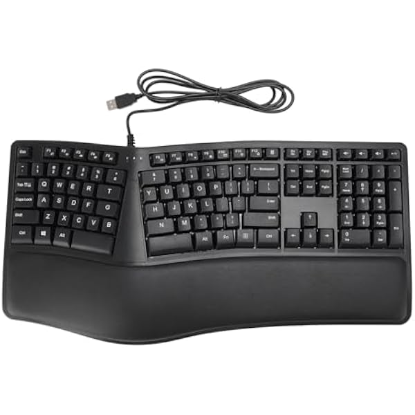 Ergonomiczna Klawiatura Przewodowa, 110 Klawiszy Dzielona Klawiatura USB 2.0 z podpórką Pod Nadgarstki, Przewodowa Klawiatura PC dla 98 95 NT ME 2000 XP 7.0 8.0
