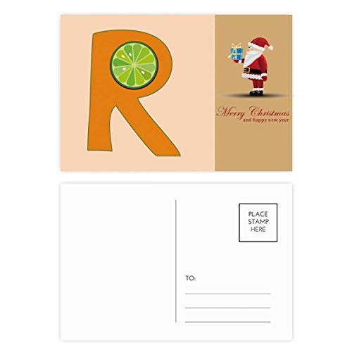 Cartes postales père Noël orange lot de 20 R Alphabet pour cadeaux et vœux