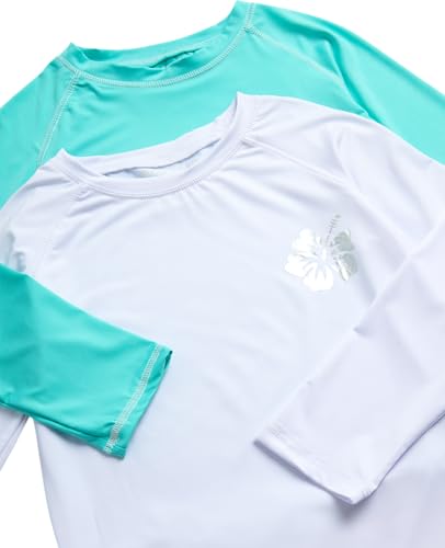Image of Real Love Toddler Girls Rash Guard - 2 Pack Quick Dry Sun Protection Girls Swim Shirt Long Sleeve Rash Guard Kids (2T-16)