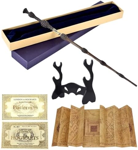 Baguette Dumbledore, 37CM Baguette de Sureau avec Noyau Acier, Du...