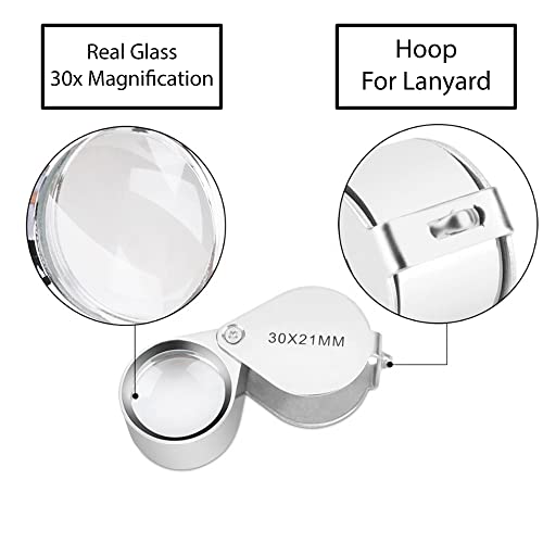 Pineapple [2 Pack] 30X Jewelers Loupe Pocket Magnifying Glass Jewelry Loop Small Foldable Magnifier Eye Lens For Coins thumb #3