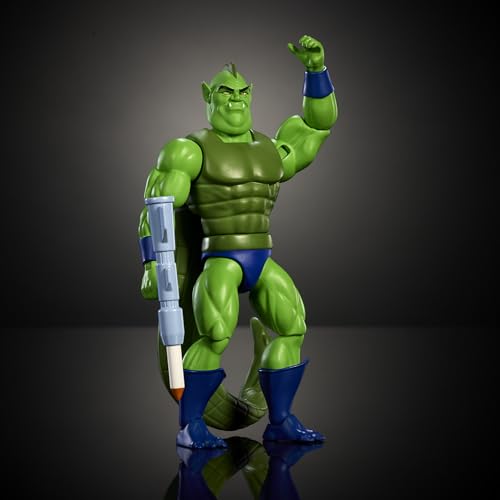 Masters of The Universe Origins Figurine articulée Lézor de la Collection Cartoon, Figurine de 14 cm à l’effigie du méchant Reptile de la série des années 80, Reproduction détaillée, JBM95