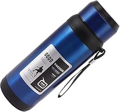 Smart Insulated Water Bottle with LED Temperature Display, 1200ml. | Keeps Drinks Hot for 12 Hours & Cold for 24 Hours | Vacuum Flask with Carrying Strap, Sports Water Bottle (Blue).