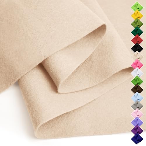 Soft Felt Fabric Sheet 18 X 36 1.6mm Thick Polyester Craft Felt by The Yard Large Precut Felt Nonwoven Fabric for Sewing DIY Crafts Classroom & Home Decor (Beige)