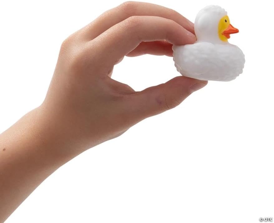 Fun Express 1 1/2" Mini White Religious Lamb Rubber Ducks, VBS 2026 – 24 Pieces