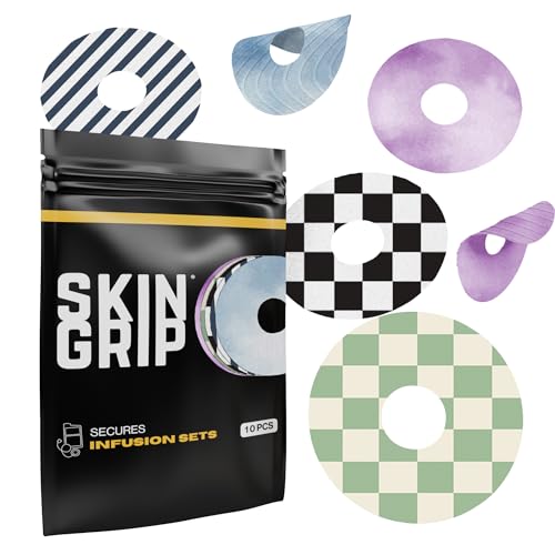 Image of Skin Grip Universal Adhesive Patches for CGM and Insulin Pumps with Cutout, 0.8-Inch Hole, Waterproof & Sweatproof for 10-14 Days, Glucose Monitor Patch, Diabetic Sensor Cover, Classics (10-Pack)