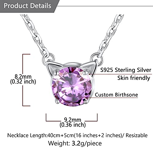 Silvercute Cat Necklace For Teen Girls 925 Silver Kitty Cat Pendant Dainty Small Sterling Silver June Birthstone Animal Necklaces #TOP5