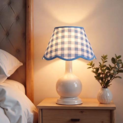 Lewtemi 2 Pcs Blue Gingham Scallop Lampshade, 5.1 x 9.3 x 5.9 in Fabric by Lewtemi - Used condition - Image 5