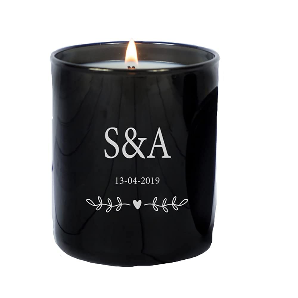 Regalo personalizado para parejas: vela personalizable con iniciales y fecha