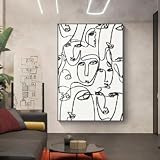 KEBIA Figura abstracta dibujo lineal imágenes artísticas decoración del hogar pintura en lienzo carteles e impresiones artísticos de pared para decoración de sala de estar 50x70cm sin marco