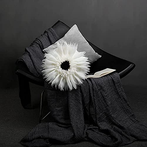 Elskerjw Flower Pillows, Round Throw Pillows With Insert Accent Aesthetic Cushion Decorative 3D Handmade Pillows Unique Pillows For Home Bed Couch Chair Gifts White 14Inch #TOP1