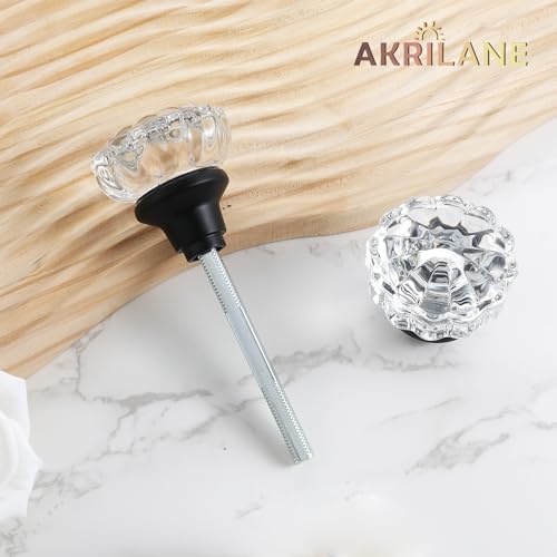 AKRILANE Mortise Glass Door Knobs Antique Crystal Vintage Style Knob Set with Spindle Antique Doorknobs for Interior Doors - Matte Black by AKRILANE - Image 6