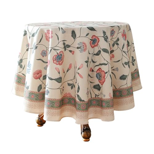 ISAENNE Designer French Round Elegant Tablecloth,Diameter 55"