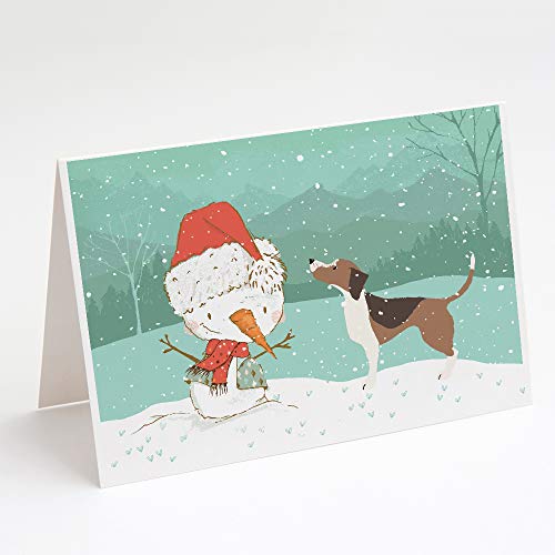 Caroline's Treasures CK2052GCA7P Beagle Snowman Christmas Greeting Cards and Envelopes Pack of 8 Blank Cards with Envelopes Whimsical A7 Size 5x7 Blank Note Cards