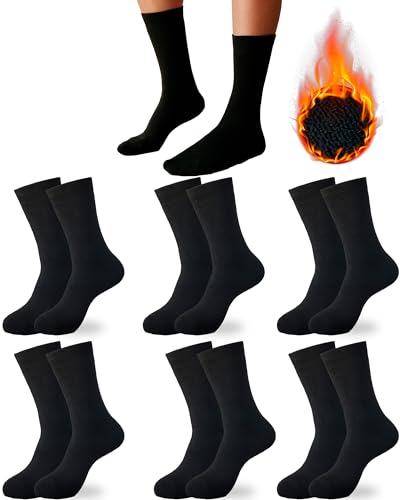 DIVABONNA 6 Pares Calcetines Térmicos Hombre - Calcetines Térmicos Mujer - Calcetines Invierno Hombre - Calcetines Invierno Mujer - Calcetines Trabajo - Calcetines Polares (40-46, Negro)