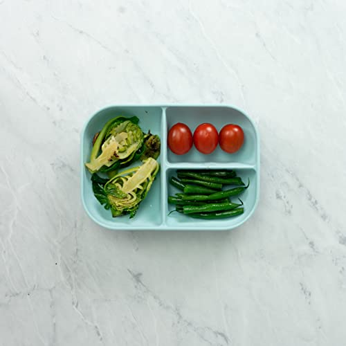 Miniatura 7 de BÉABA Set Comida, Plato Compartimentado de Silicona con Ventosa + Cuchara de Silicona, Adhiere a la mesa/bandeja de la trona, Compatible con el microondas, Azul