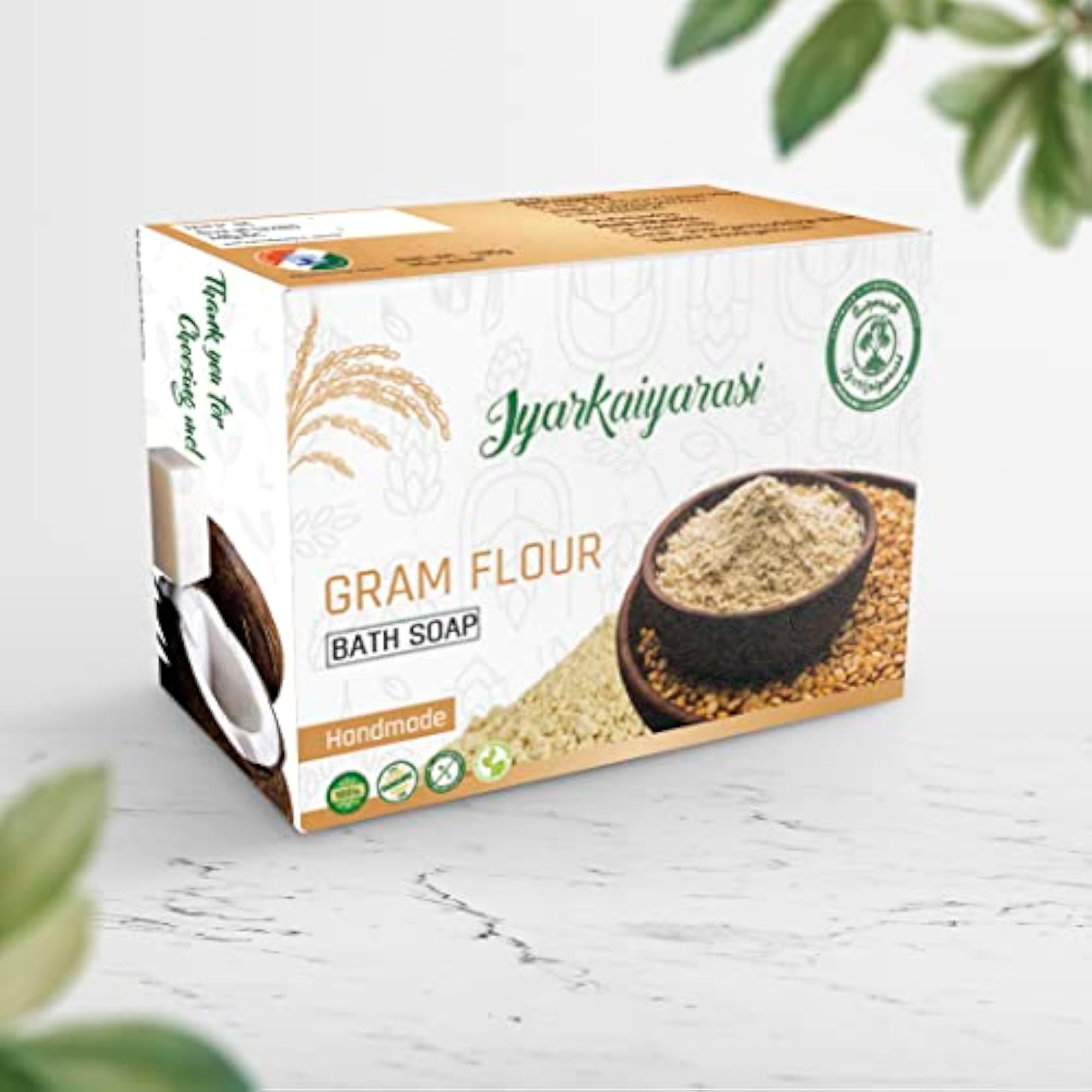 Pure Coconut Oil Handmade Gram Flour Soap, Pack of 10