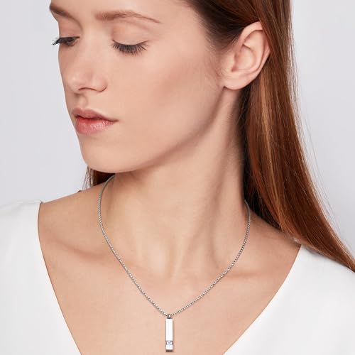 Milacolato 2 Stück Urnen-Anhänger für Gedenkstätten, Schmuck, Asche, Edelstahl, Schwarz, mit CZ-Halskette, Edelstahl, Zirkon