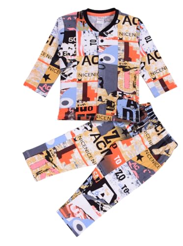 Image of 3BROS Bodysuit Dress for Boys /Girls Full Pajama & Casual Full Sleeves Night Suit Top Combo Kids Set