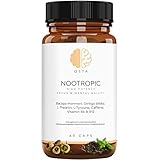 Nootropico Potente | Muy Alta Potencia para Incrementar Energía, Concentración, Funcion Cerebral, Agilidad Mental & Memoria | Ginkgo biloba, Tirosina, Teanina, Bacopa monnieri, Cafeína, B6 & B12