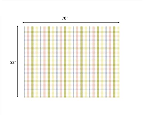 Cotton Craft Countryside Classic Gingham Buffalo Check Plaid Tablecloth - Premium Cotton - Spring Easter Bunny Luncheon Dinner - Table Cover - 52 Inch X 70 Inch - Yellow Multi Pastel #TOP1