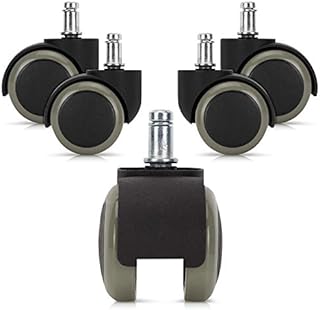 kwmobile Office Chair Wheels 11mm - Pack of 5 Furniture Castors 50mm Diameter Replacement Wheel Casters for Wooden, Laminate, Tile Floors - White