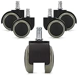 kwmobile Office Chair Wheels 10mm - Pack of 5 Furniture Castors 50mm Diameter Replacement Wheel Casters for Wooden, Laminate, Tile Floors - Grey