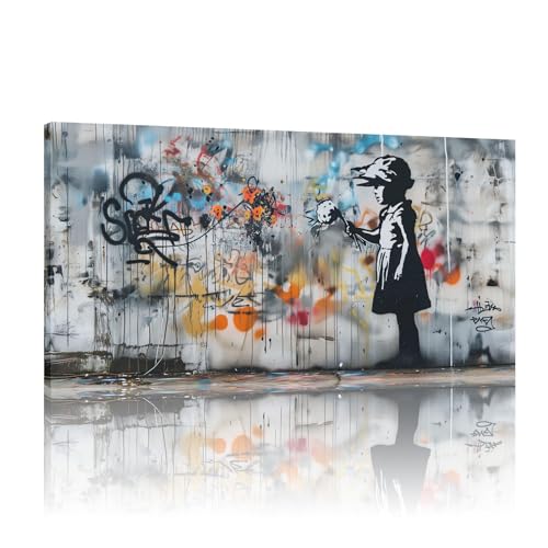 Impression sur toile Banksy de qualité supérieure tableau graffiti texturé 60 x 115 cm