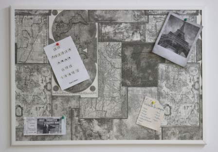 EV EUROVENSA TABLON DE ANUNCIOS Y Notas con Corcho 50X70 con MULDURA Blanca - Explorador y Mapa del Mundo. Decorativo Cover