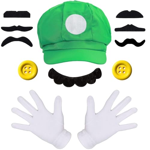 iZoeL Mario Bros Disfraz De Carnaval Mujer Hombre Guantes Barba
