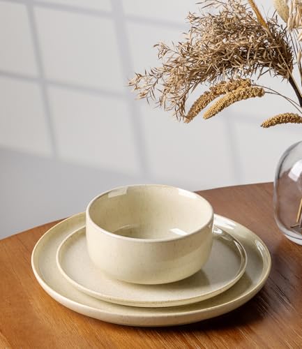 Image of TheTerra Ceramic Dinnerware Set for 4, 12-Piece Plates and Bowls Set