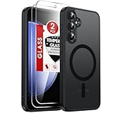 LeYi for Samsung Galaxy S23-FE Phone Case: [??? ??? ??3 ??] Compatible with Mag-Safe with Screen Protector, Military-Grade Matte Translucent Soft-Touch Skin Funda para S23FE S 23 FE, Black