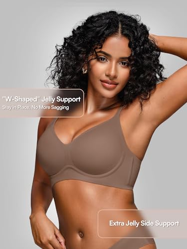 Image of Wireless Jelly Bras for Women No Underwire - S-2XL Seamless Padded T-Shirt Bralette with Support, Comfortable Everyday Bra