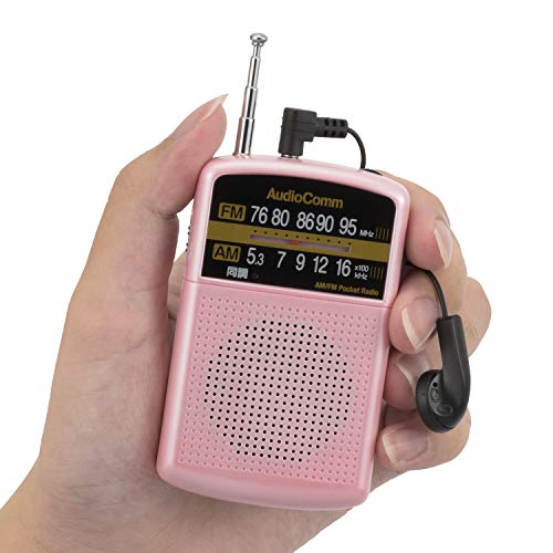 オーム電機 AudioComm AM/FMポケットラジオ ピンク(1)