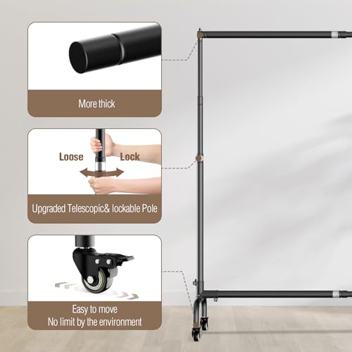 EMART Rolling Backdrop Stand with Wheels - 10 x7.5 ft (WxH) Adjustable - Moveable Photo Banner Background Holder Photography Frame Kit Adjustable for Parties Decoration Photoshoot by EMART - Image 3