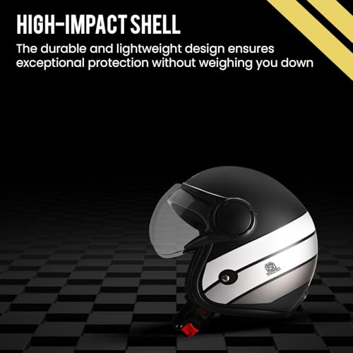 Image of Pivalo 580MM Star Half Face Helmet with Outer Clear Visor Matt Finish Scratch Resistant Open-Face for Bike Scooty Riding Men and Women - Pack of 1