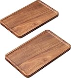 VERTORGAN 2 Pack Acacia Wood Serving Tray,9.8x5.9 Inch Decorative Trays Platter for Coffee Table,Living Room,Bar,Party,Mini Charcuterie Boards Cheese Board,Home Decor