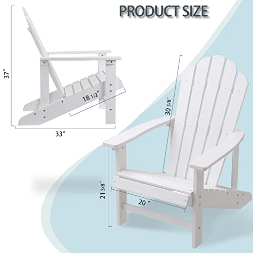 Efurden Adirondack Chair, Polystyrene, Weather Resistant & Durable Fire Pits Chair For Lawn And Garden, 350 Lbs Load Capacity With Easy Assembly (White, 1 Pc) #TOP2