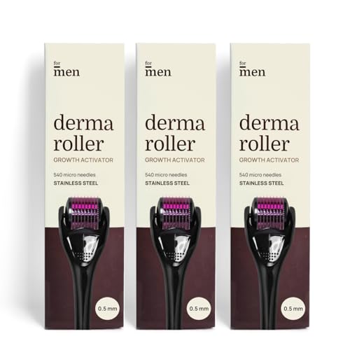 Image of ForMen Derma Roller for Hair & Beard Growth 0.5mm | 540 Stainless Steel Needles for Hair Regrowth | For Hair Fall & Hair Thickening, Repair Damages and Activates Hair Follicles. (Pack of 3)