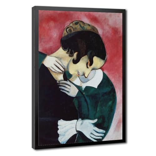 Toile Marc Chagall Lovers in Pink - Décoration murale d'exception avec cadre suspendu