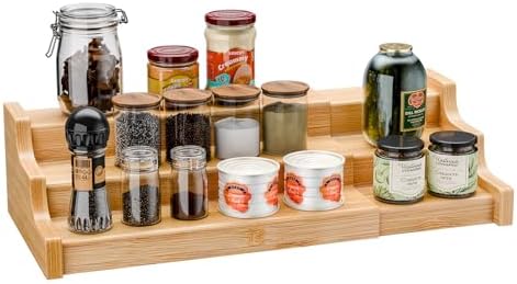 Simple Trending Spice Rack Kitchen Cabinet Organizer, 3 Tier Bamb...