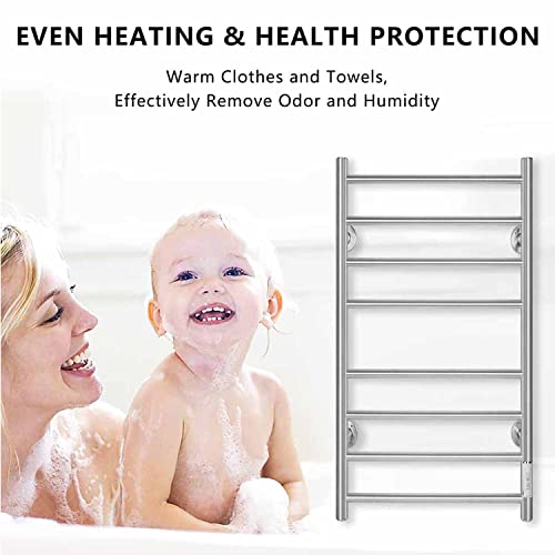 Jxxm Heated Towel Warmer Wall Mounted Electric Hot Holder Rack 304 Brush Polish Finish Stainless Steel Frame(8 Bar Matte Black) #TOP5