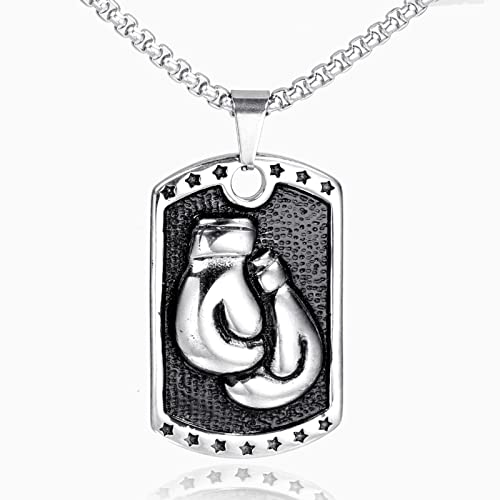 Or Tag Gants de Boxe Boxer Hommes Colliers pendentifs pour Petit ami mâle Titane Acier Hip hop Rock Bijoux créativité Cadeau