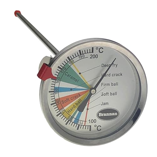 Brannan Thermomètre à sucre à cadran pour la fabrication de confitures, bonbons, caramel, confiseries avec sonde de 300 mm – Également un thermomètre de...
