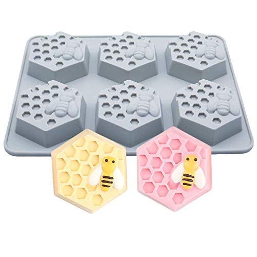 MoldFun Large Bee Honeycomb Mold, Beehive Silicone Mould for Soap, Lotion Bar, Cake Baking, Chocolate, Ice Cube, Jello, Candy, Candle, Wax Crayon Melt