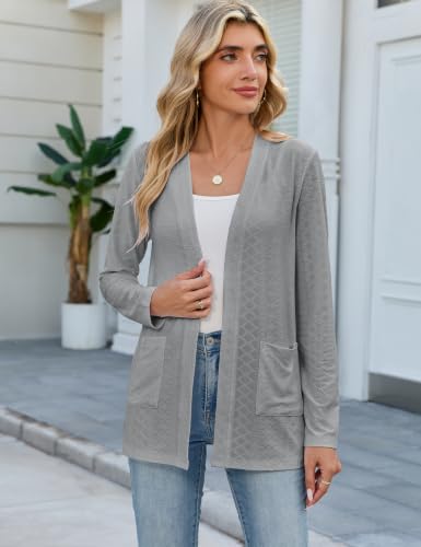 Lightweight Cardigans for Women Long Sleeve Summer Kimono Cardigan Grey M - image 2