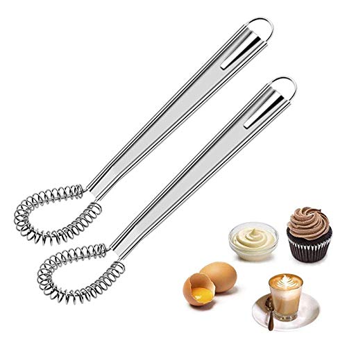 2 Pièces Fouet Cuisine Acier Inoxydable Fouet Cuisine à Spirale Cuillère Magique Batteur à Oeufs Manuel En Acier Inoxydable Mini-Mélangeur Agitateur...