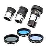 SVBONY SV233 7-Piece Eyepiece & Filter Accessory Kit, Includes Two 1.25” Eyepieces, 2X Barlow Lens, Three Filters and Hard Case Black, Telescope Eyepiece Set for Beginner Astronomical Observations