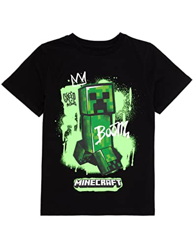 Minecraft Kids 2 Pack T-Shirt | Boys & Girls Black and White Short Sleeve Graphic Tee | Skeleton & Creeper | Multi-Pack Set3