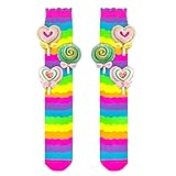 crazy socks for kids 3D Cute Girl Knee Novelty and Fun Rainbow Handmade silly rainbow socks rainbow